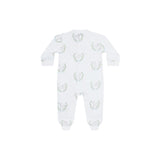 Blue Lamb Print Zipper Footie - HoneyBug 