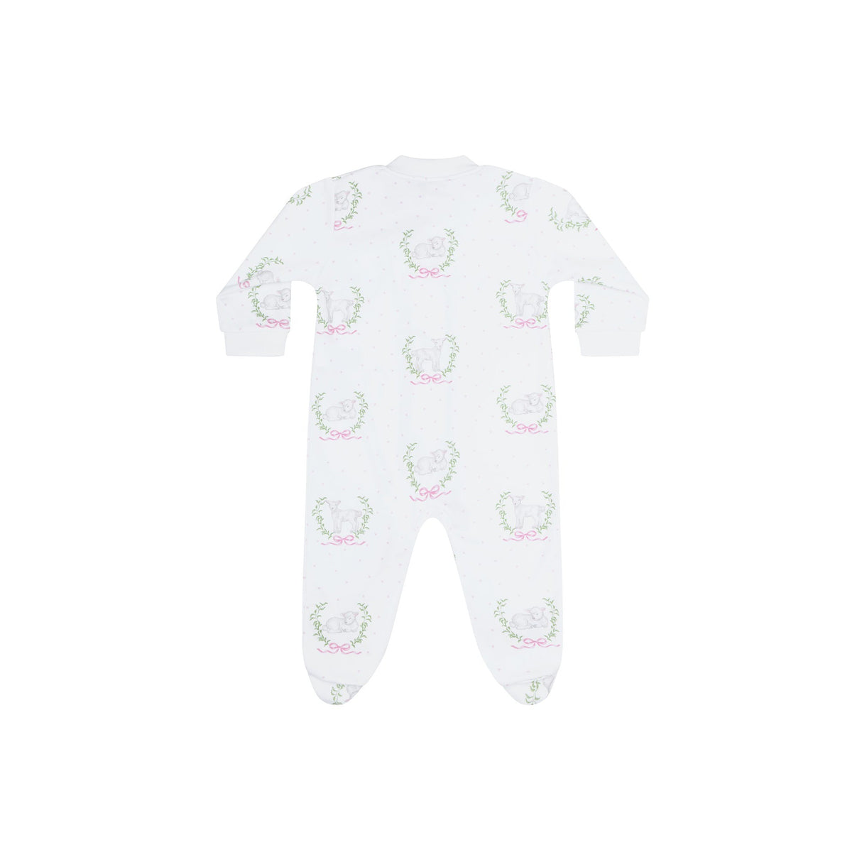 Pink Lamb Print Zipper Footie - HoneyBug 