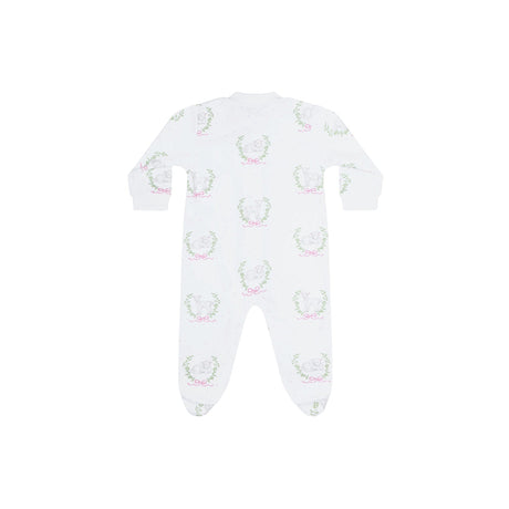 Pink Lamb Print Zipper Footie - HoneyBug 