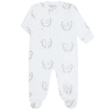 Blue Lamb Print Zipper Footie - HoneyBug 