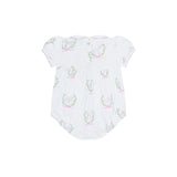 Pink Lamb Print Smocked Bubble - HoneyBug 