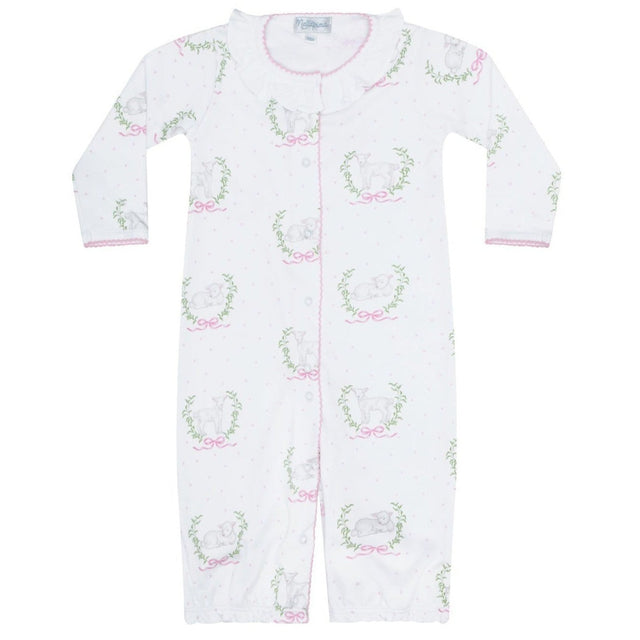 Pink Lamb Print Converter Gown - HoneyBug 