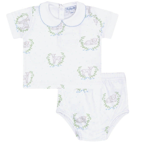 Blue Lamb Print Diaper Cover Set - HoneyBug 