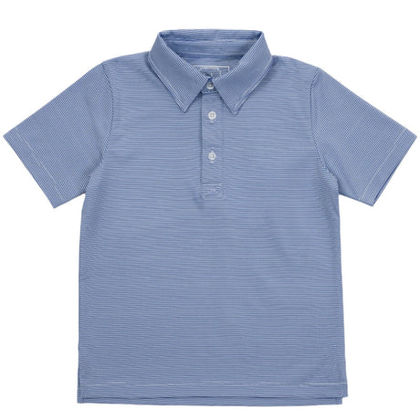 Will Boys' Golf Performance Polo Shirt - Blue Stripes - HoneyBug 