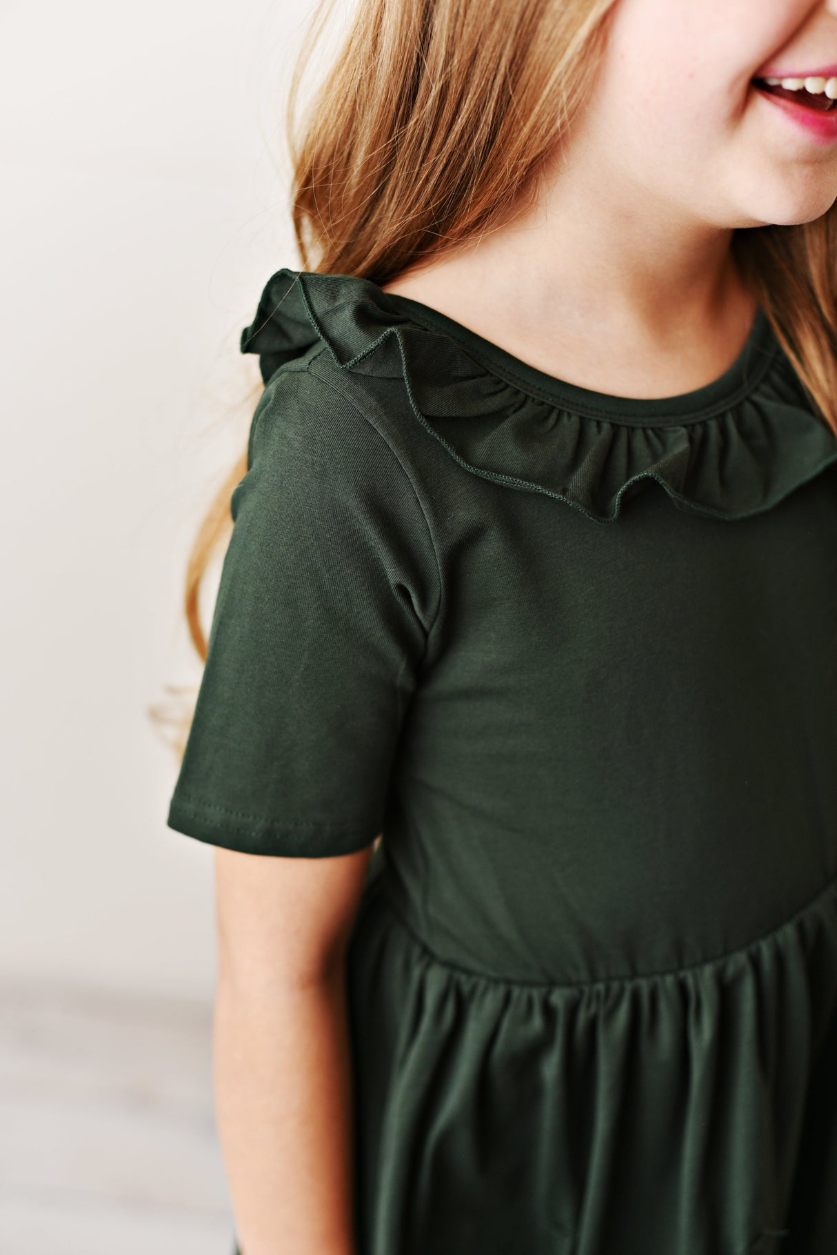 Army Green Ruffle Twirl Dress