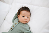 Knotted Baby Gown - Ribbed Evergreen