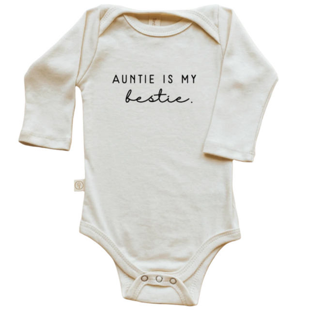 Long Sleeve Bodysuit | Auntie Is My Bestie | Organic Cotton - HoneyBug 