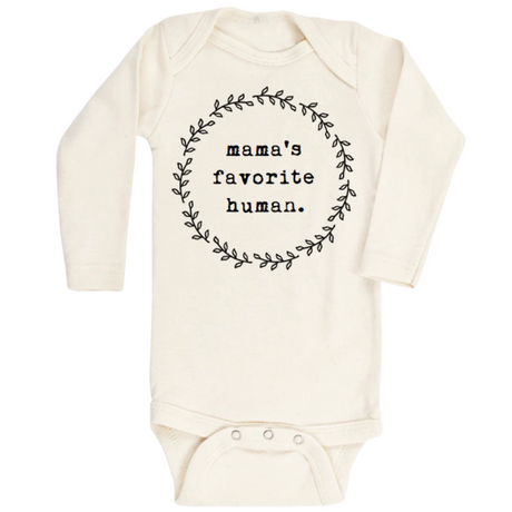 Mama's Favorite Human - Long Sleeve Organic Baby Bodysuit - HoneyBug 