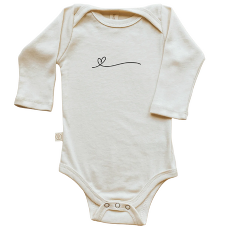 One Line Heart - Long Sleeve Organic Baby Bodysuit - HoneyBug 