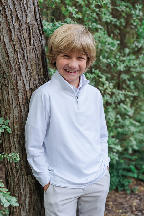 Sam Quarter Zip Pullover by LH Sport - White - HoneyBug 