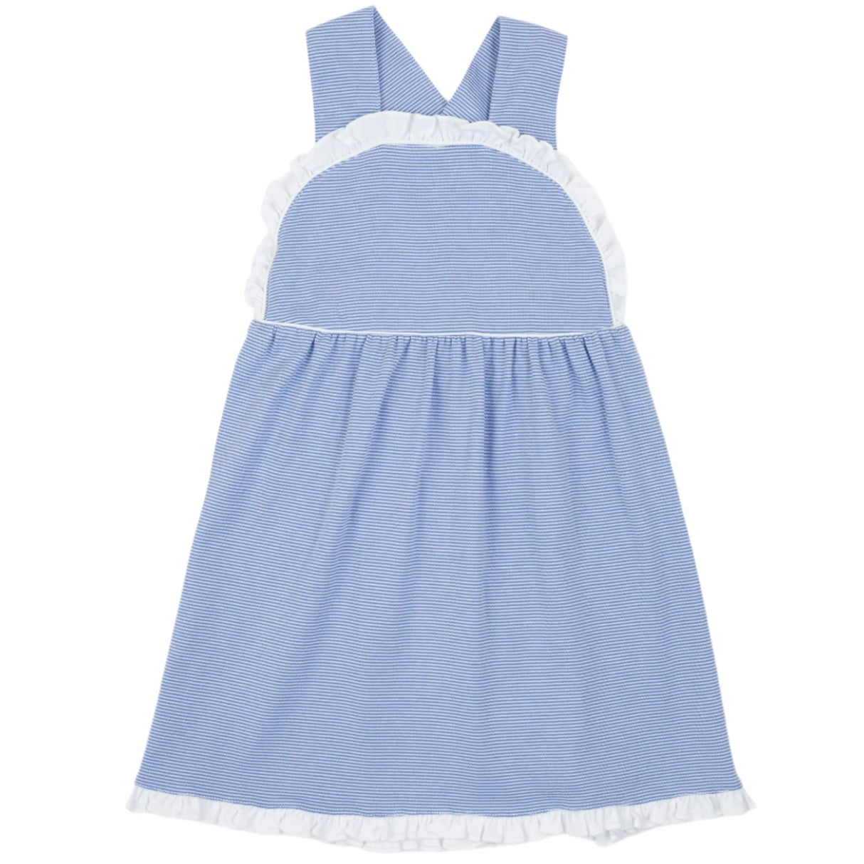 Eden Girls' Pima Cotton Dress - Blue and White Stripes - HoneyBug 