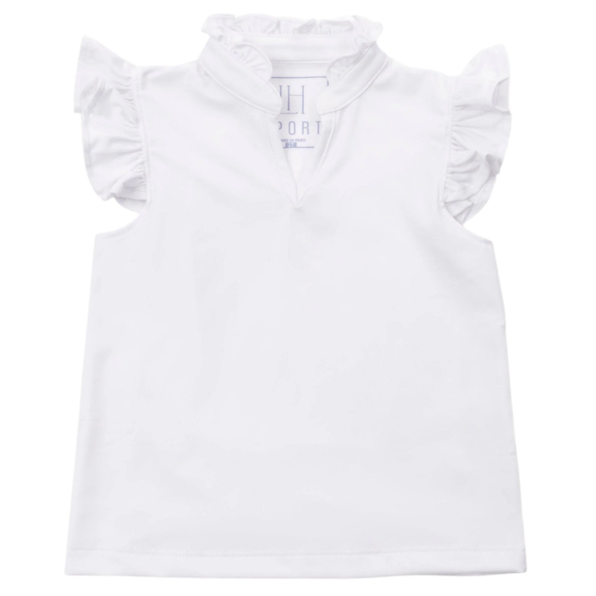 Ellie Girls' Sleeveless Ruffled Top by LH Sport - White