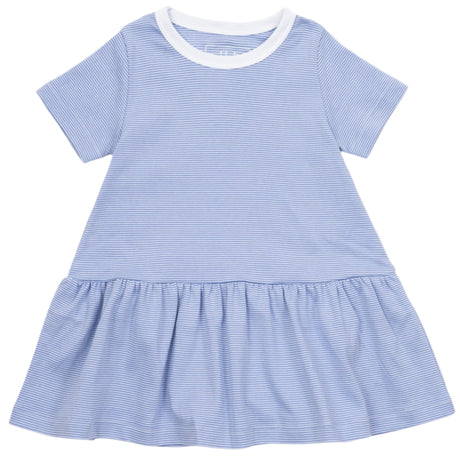 Lottie Girls' Dress - Blue and White Stripes - HoneyBug 