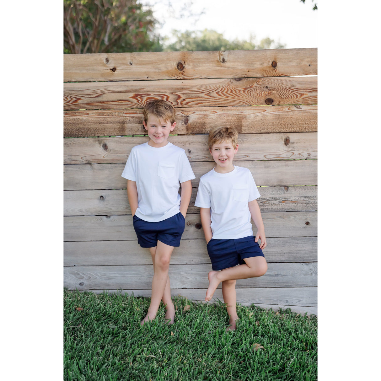 Sawyer Boys' Pima Cotton Play Shorts - Navy - HoneyBug 