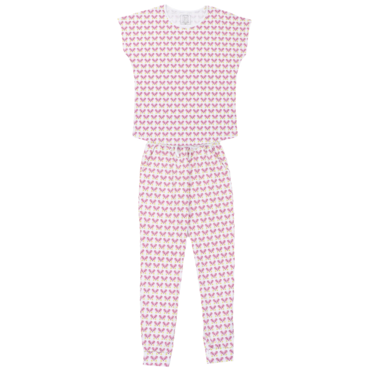 Melanie Women's Pajama Jogger Pant Set - Pickleball Pink - HoneyBug 
