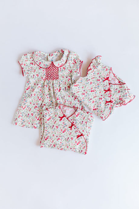 Madison Poppy Floral Footie - HoneyBug 