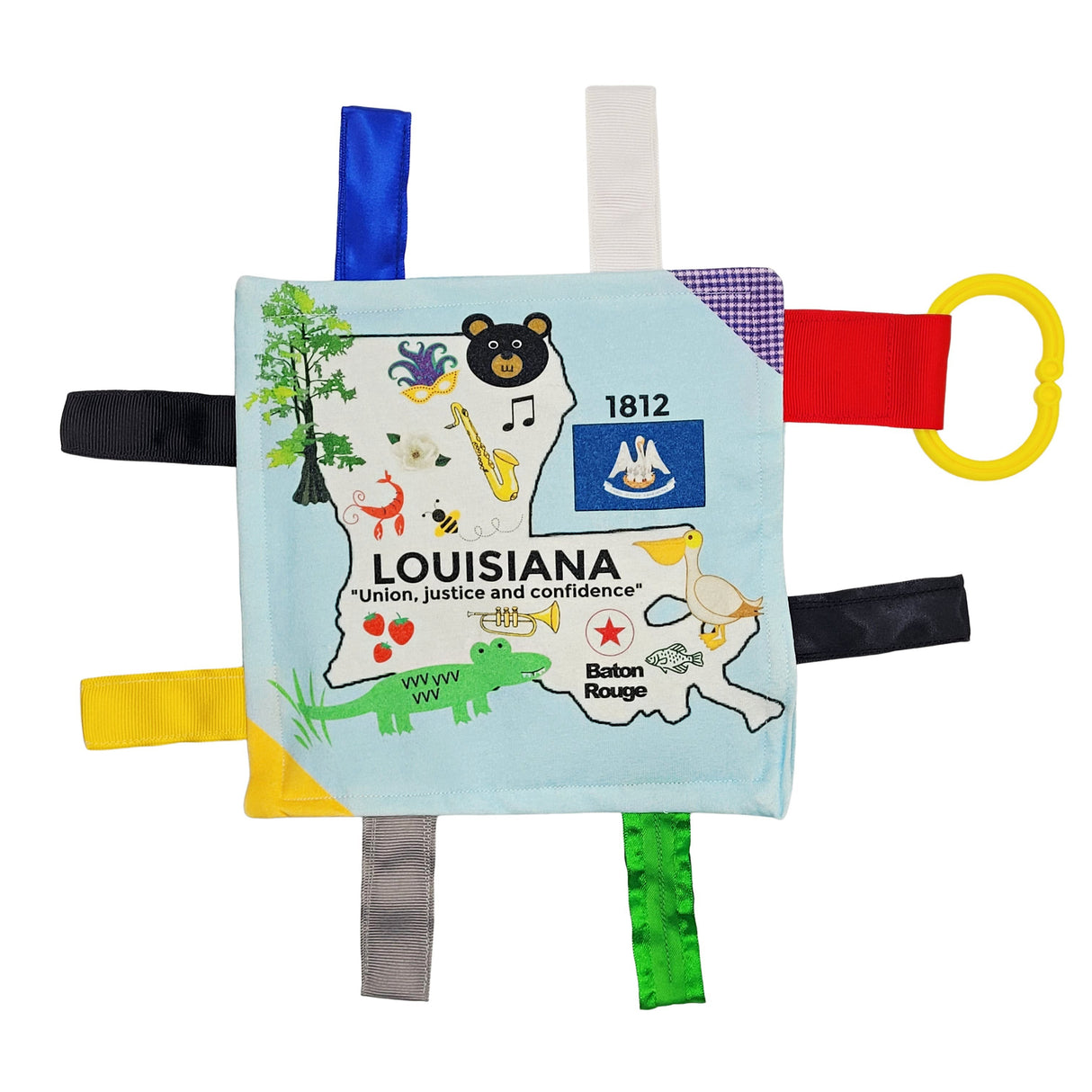 Louisiana State Tag Toy Crinkle Square That Teaches Facts