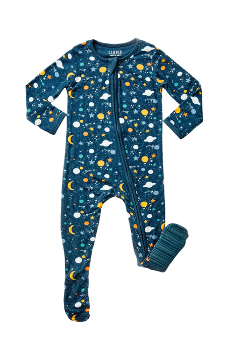 Soft & Stretchy Zipper Footie - Luna Midnight - HoneyBug 