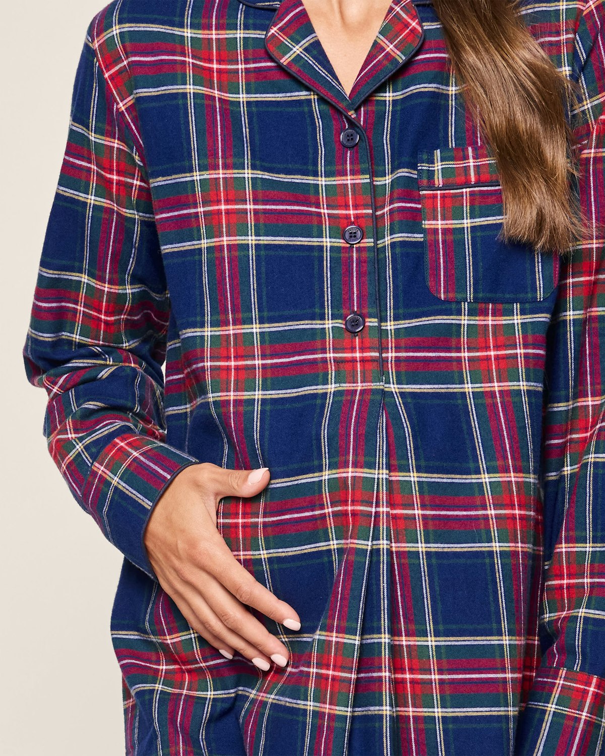 Women's Brushed Cotton Maternity Nightshirt in Windsor Tartan