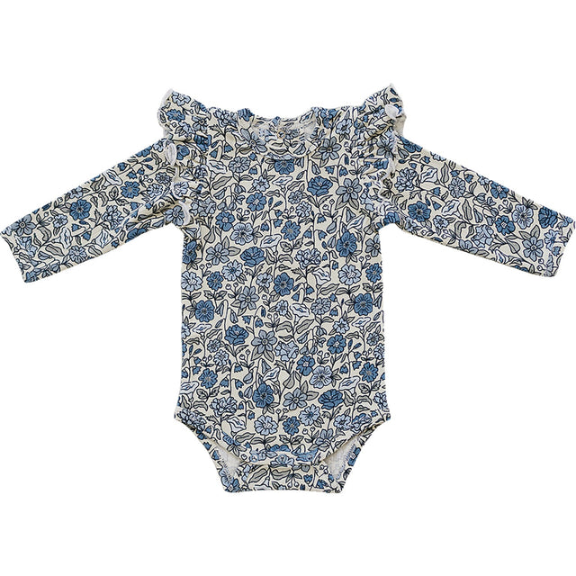 Bluebell Ruffle Sleeve Pointelle Bamboo Bodysuit - HoneyBug 