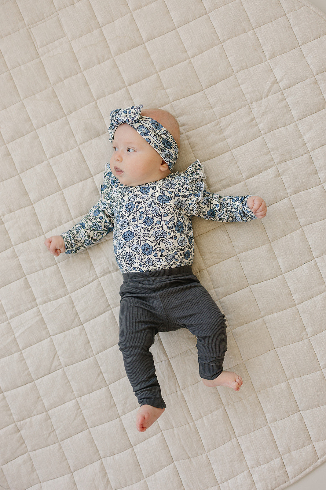 Bluebell Ruffle Sleeve Pointelle Bamboo Bodysuit - HoneyBug 