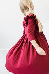 Burgundy Ruffle Twirl Dress