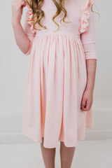 Petal Pink 3/4 Ruffle Twirl Dress