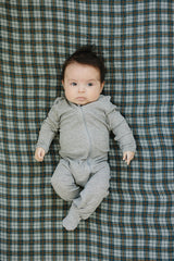 Navy Plaid Muslin Crib Sheet - HoneyBug 