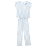 Marcia Women's Pima Cotton Pajama Pant Set - Tennis Match Blue