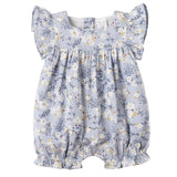 Floral Baby Romper – Soft Cotton Linen One-Piece with Ruffles
