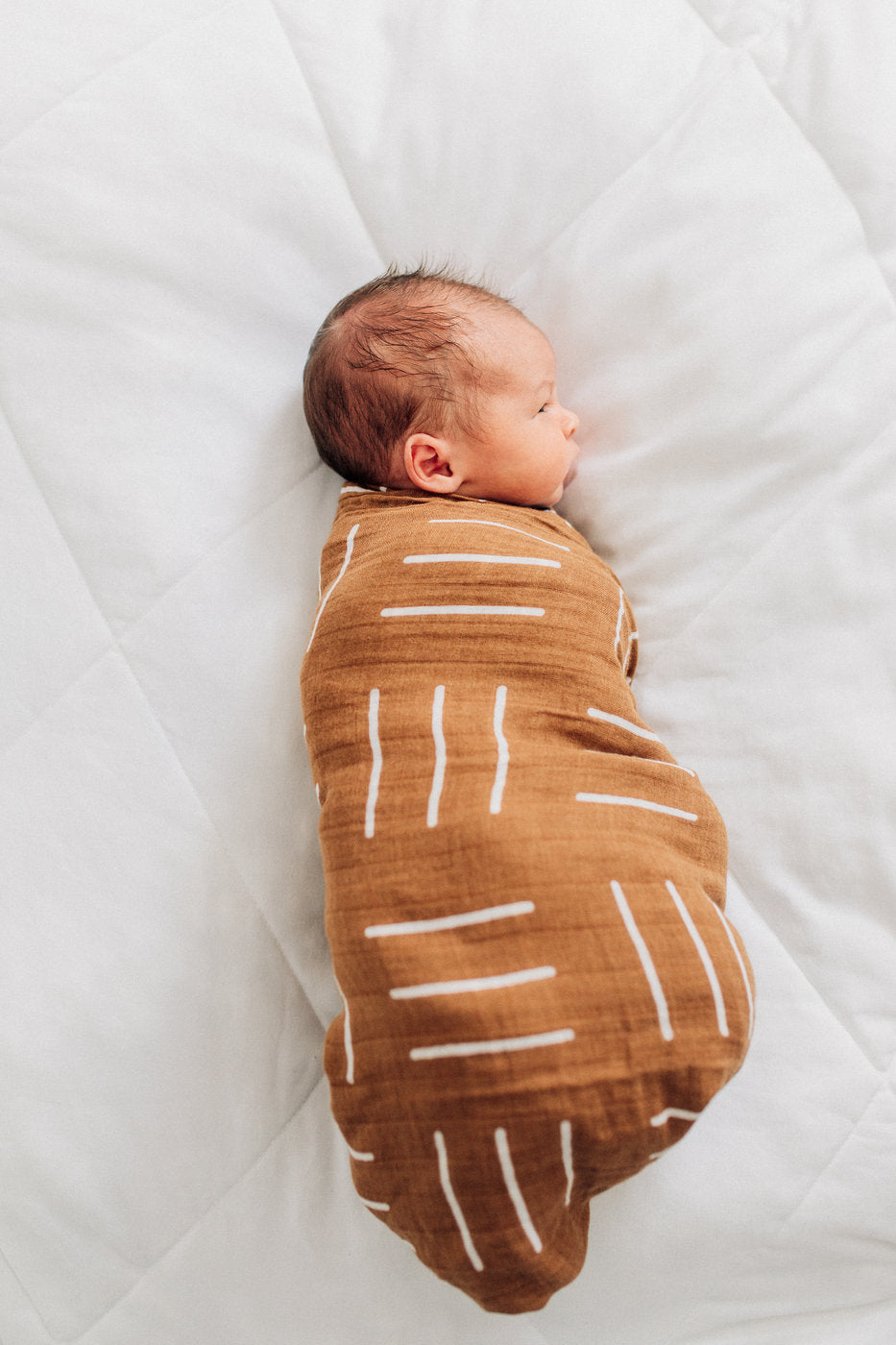 Mustard Mudcloth Muslin Swaddle Blanket - HoneyBug 