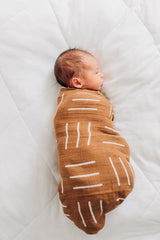 Mustard Mudcloth Muslin Swaddle Blanket - HoneyBug 