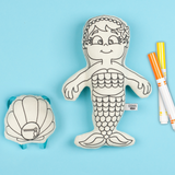 Kiboo Kids: Mermaid with Mini Shell Backpack - Colorable and Washable Doll for Creative Play - HoneyBug 