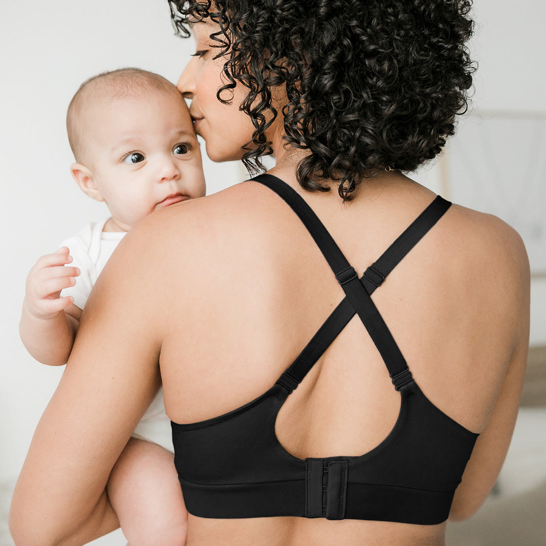 Minimalist Hands-Free Pumping & Nursing Plunge Bra | Black - HoneyBug 