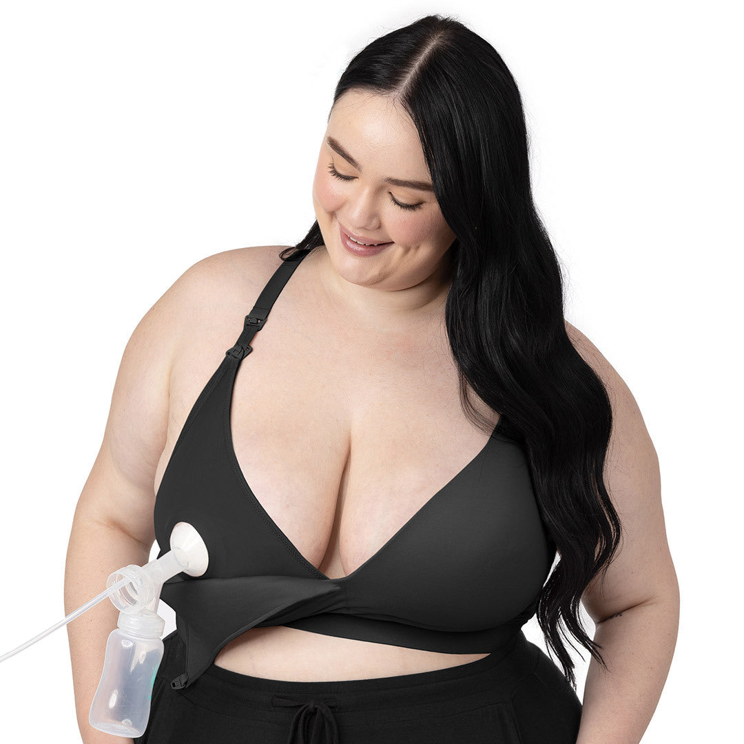 Minimalist Hands-Free Pumping & Nursing Plunge Bra | Black - HoneyBug 