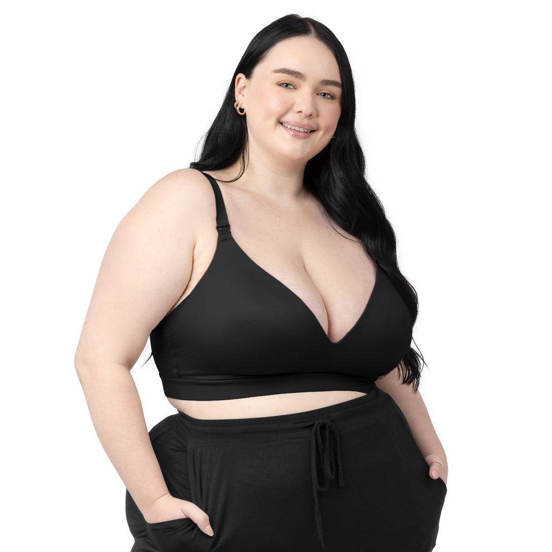 Minimalist Hands-Free Pumping & Nursing Plunge Bra | Black - HoneyBug 