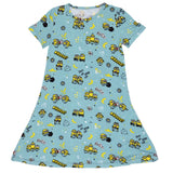 Minions Bello Banana Bamboo Girls' Short Sleeve Dress - HoneyBug 