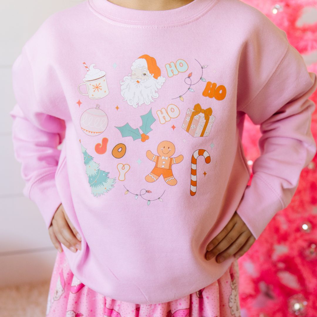 Christmas Doodle Sweatshirt - Pink