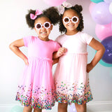 Pink Confetti Short Sleeve Tutu Dress - HoneyBug 