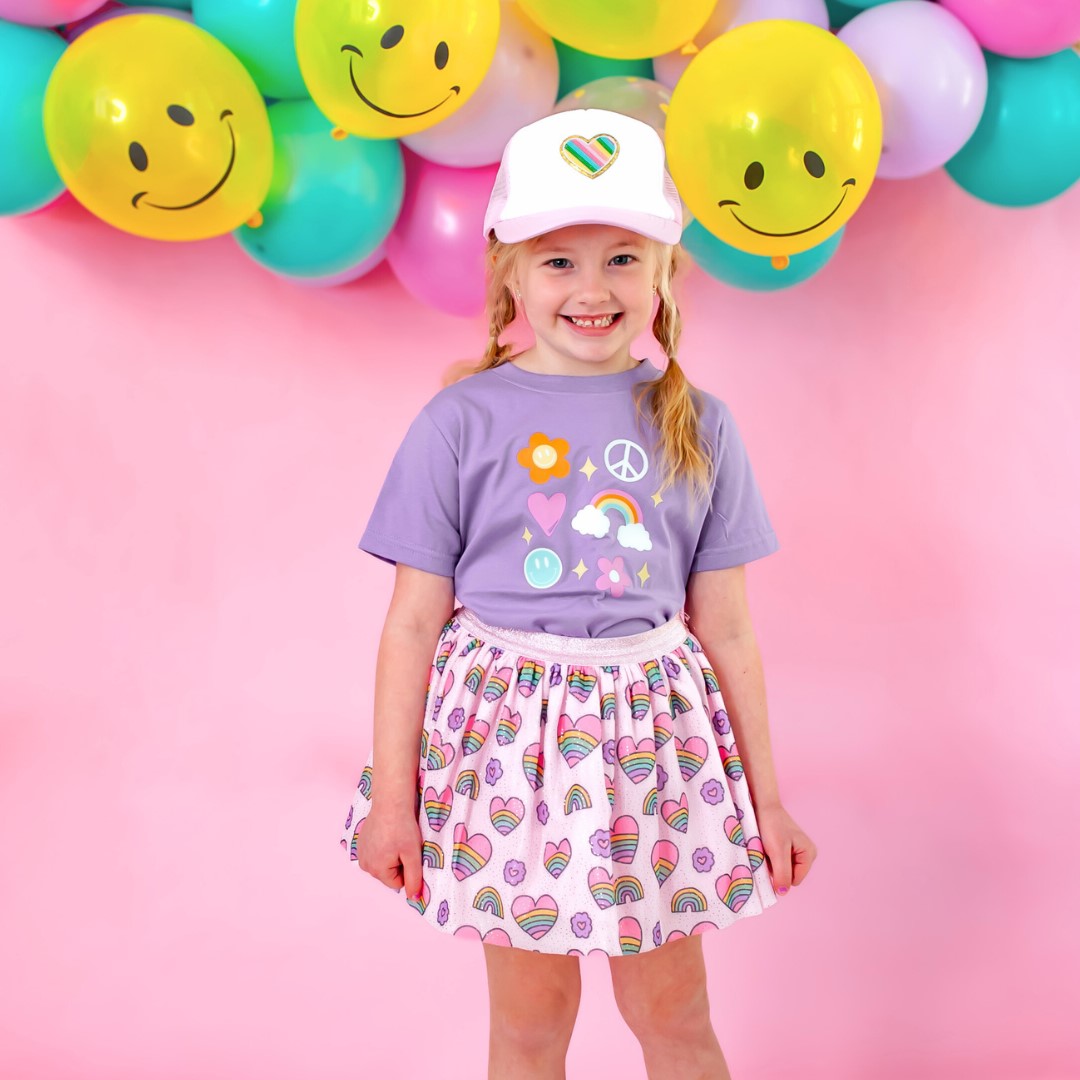 Happy Doodle Short Sleeve T-Shirt - Lavender - HoneyBug 