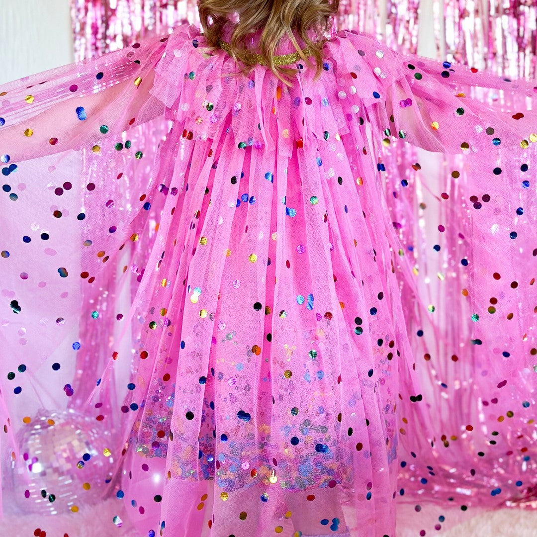 Raspberry Confetti Cape - HoneyBug 