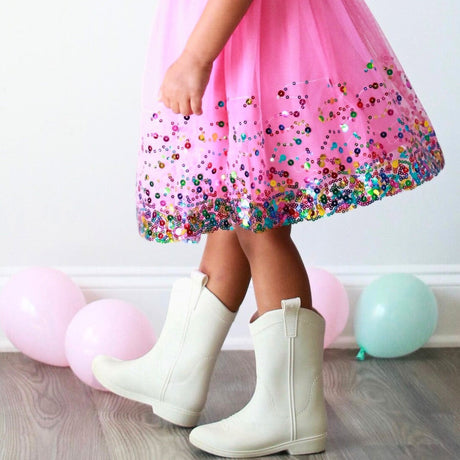 Raspberry Confetti Short Sleeve Tutu Dress - HoneyBug 