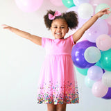 Raspberry Confetti Short Sleeve Tutu Dress - HoneyBug 