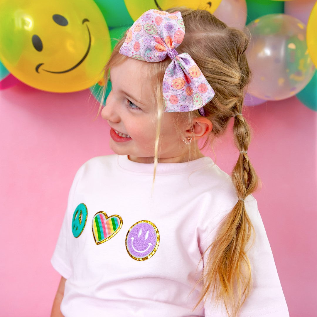 Smiley Face Tulle Bow Headband - HoneyBug 