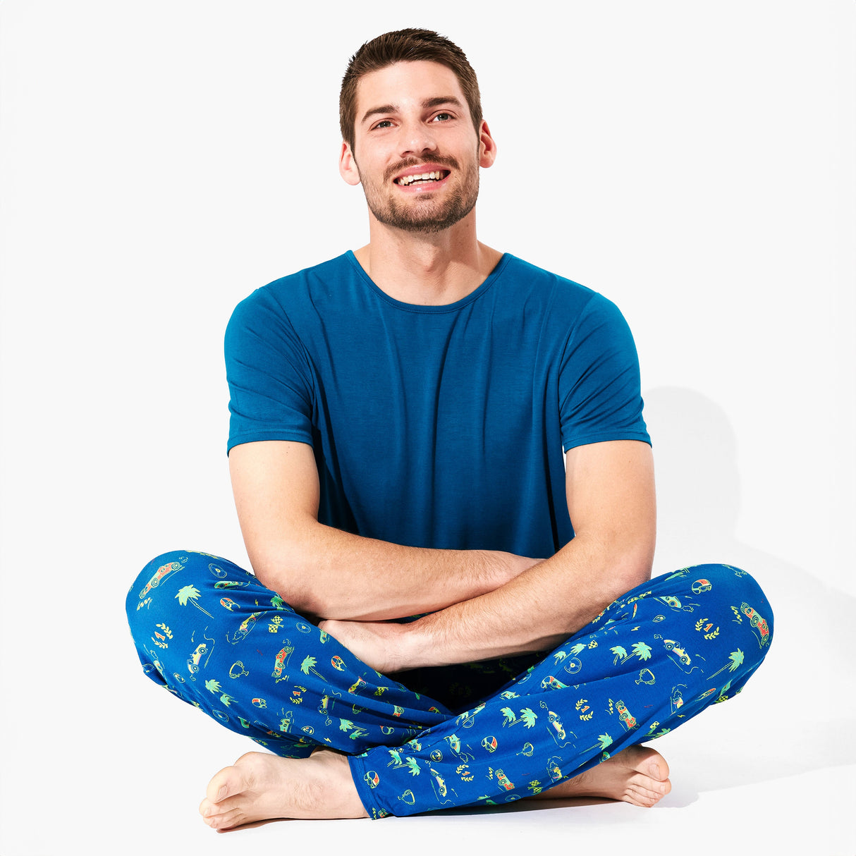 Monaco Blue Bamboo Men's Pajama Set - HoneyBug 