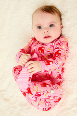 Soft & Stretchy Zipper Footie - Monkeying Around Pink - HoneyBug 