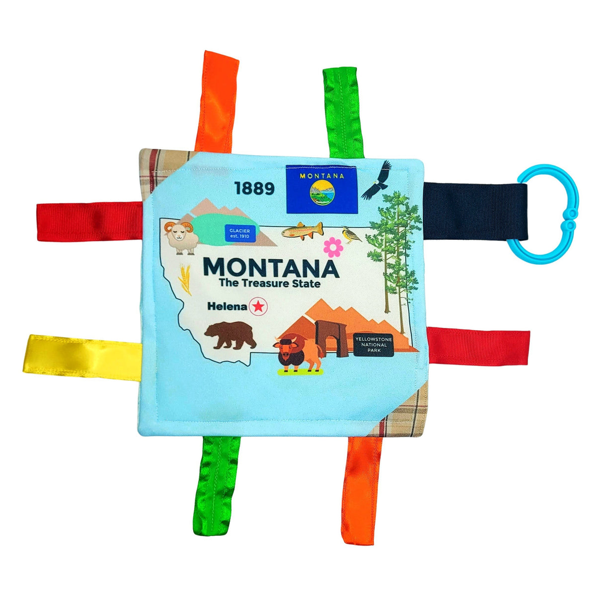 Montana State Tag Toy Crinkle Square That Teaches Facts