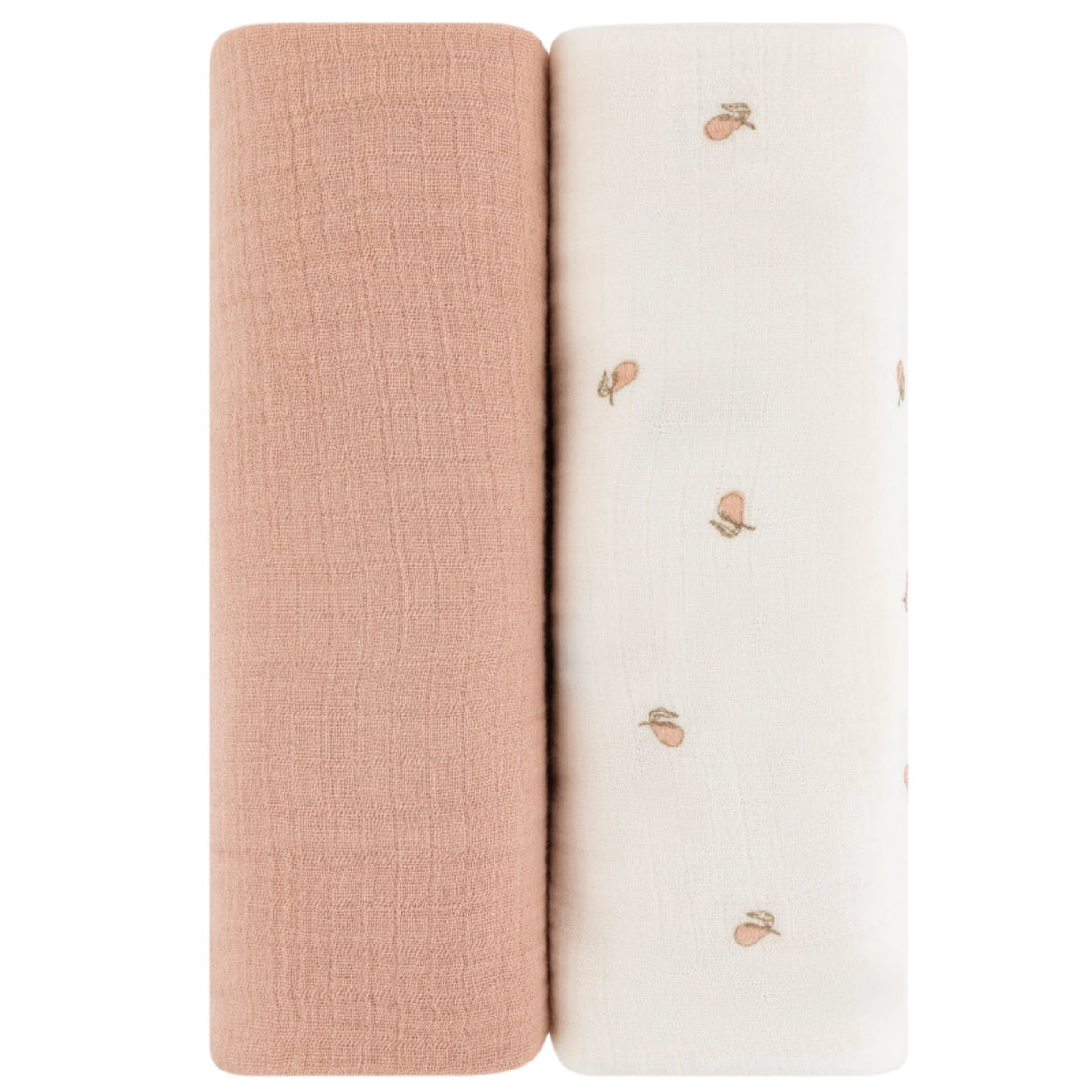 2 Pack Cotton Muslin Swaddle Blanket - Pink Pear & Solid Pink