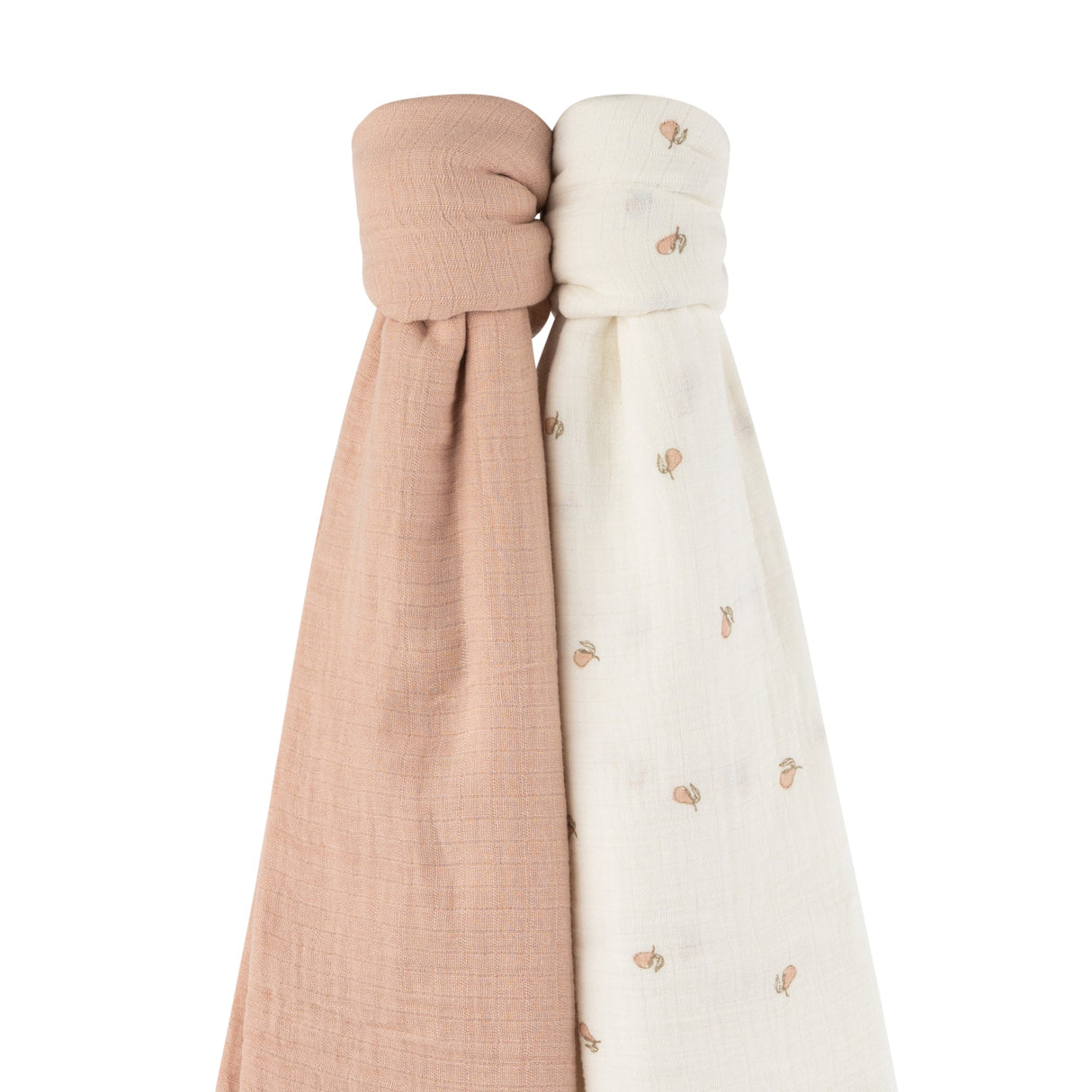 2 Pack Cotton Muslin Swaddle Blanket - Pink Pear & Solid Pink