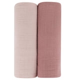 2 Pack Cotton Muslin Swaddle Blanket - Rosewater & Cranberry - HoneyBug 